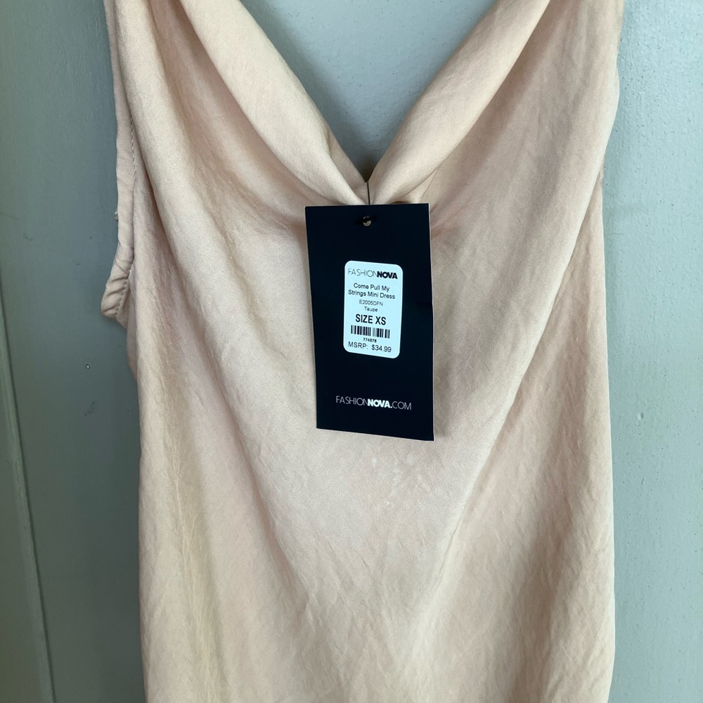 Nude cowl neck fitted dress - Picture 2 of 5